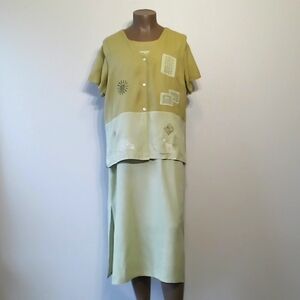 Vintage 2pc Lime Green Short sleeves dress set by JGEE